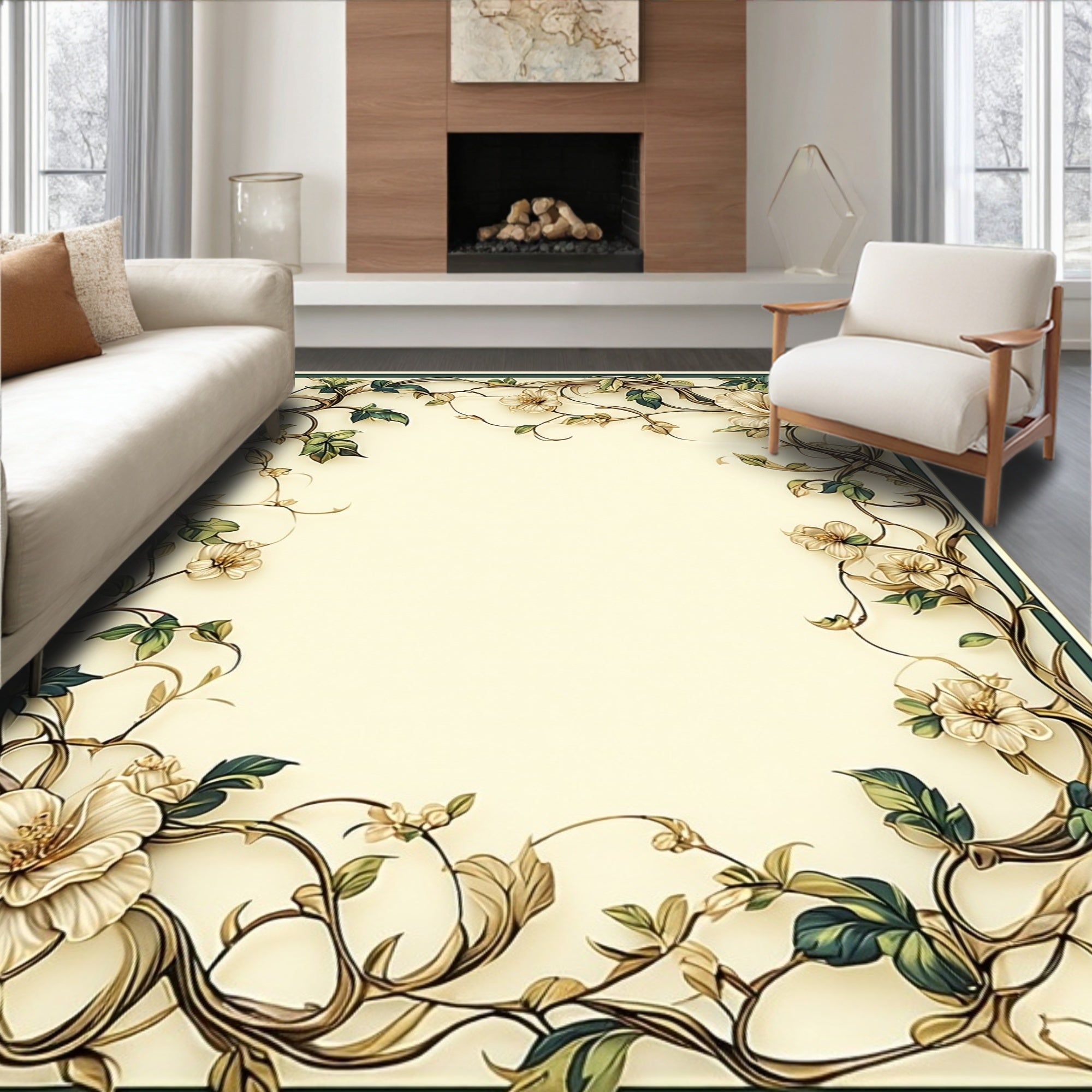 Elegant Floral Vine Pattern Rug