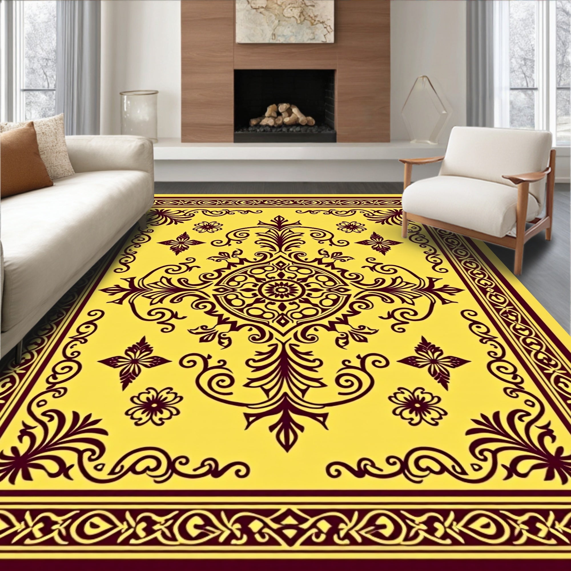 Rich Filigree Paisley Floral Pattern Rug