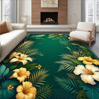 Lush Tropical Floral Botanical Design Rug