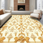 Ornate Golden Floral Scroll Rug