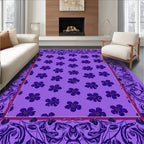 Purple Floral Pattern Frame Design Rug
