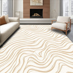Textured Cream Beige Wavy Stripes Rug