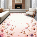 Soft Pink Delicate Floral Outline Rug