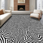 Bold Black White Abstract Lines Rug
