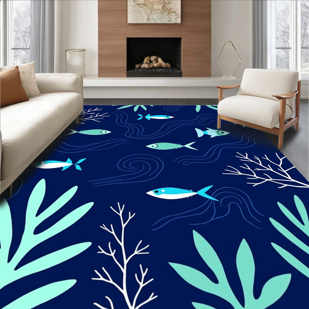 Oceanic Fish And Coral Pattern Rug