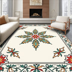Ornate Floral Star and Border Pattern Rug