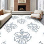 Classic Scroll Damask White Gray Rug
