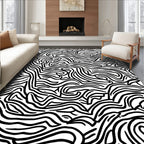 Abstract Black White Flowing Lines Rug