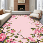 Vintage Pink Floral Branch Design Rug