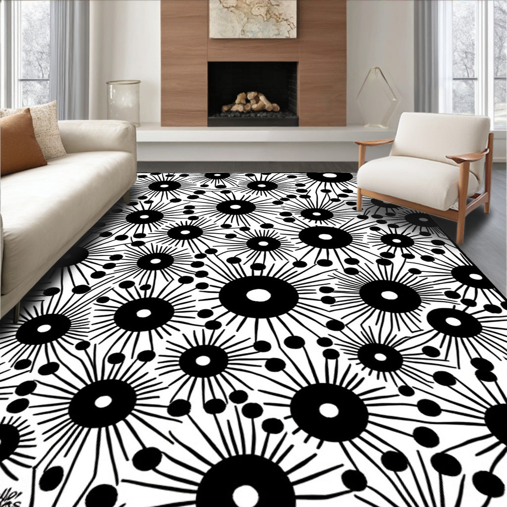 Geometric Flower Pattern Design Rug