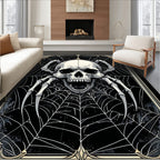 Macabre Skull Spider Web Design Rug