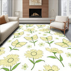 Yellow Buttery And Daisy Pattern Rug
