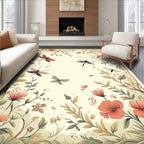 Nature Dragonflies and Flowers Pattern Rug