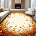 Autumn Leaves Falling Border Design Rug