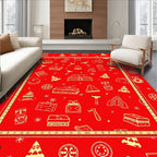 Crimson Festive Icons Repeat Rug