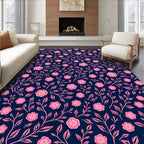 Pink Floral Vine Patterned Rug