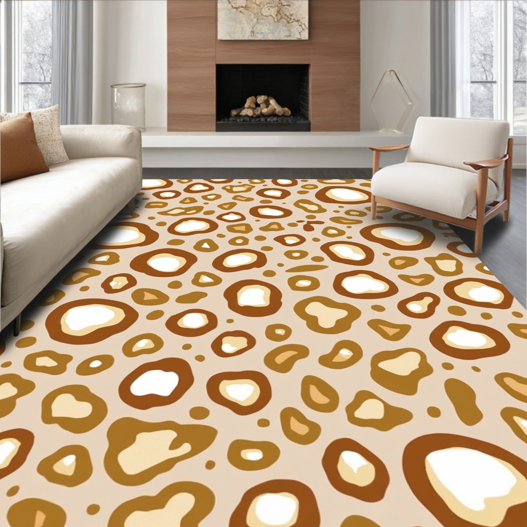 Brown Spotted Animal Print Rug