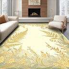 Golden Fern and Floral Vine Design Rug