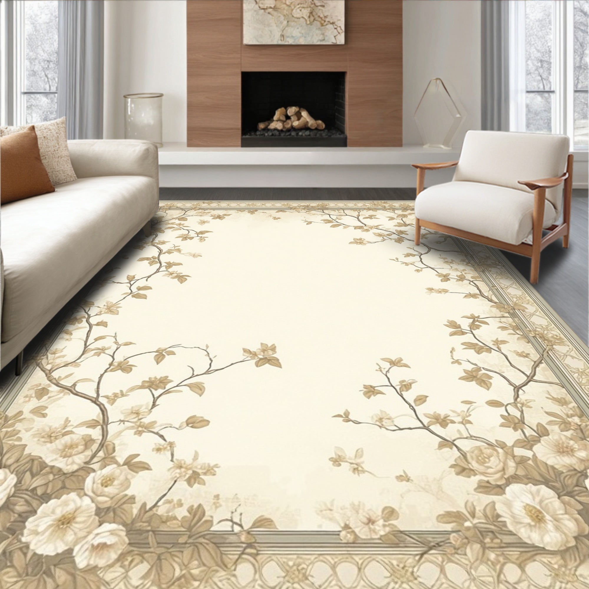 Botanical Garden Floral Pattern Rug