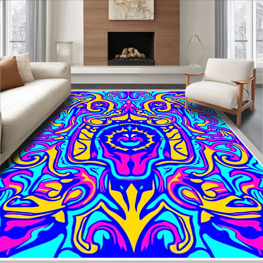 Vibrant Abstract Swirls Pattern Rug