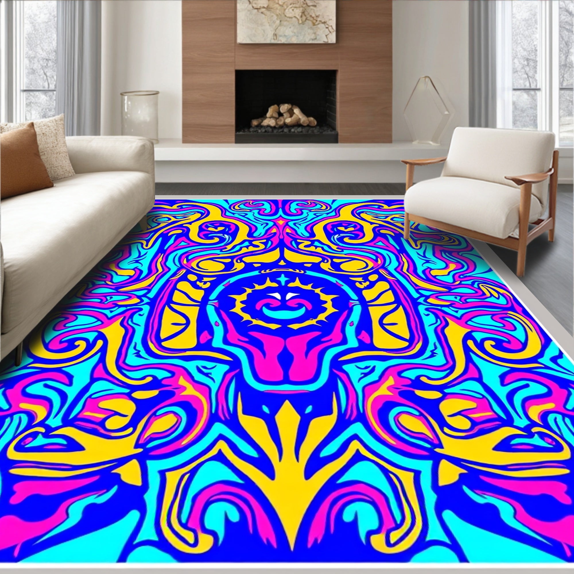 Vibrant Abstract Swirls Pattern Rug
