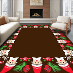 Festive Red Santa Gnome Border Rug