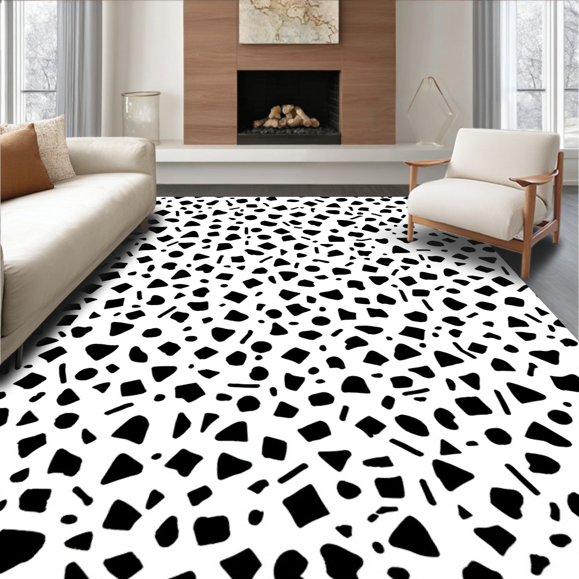 Abstract Scattered Shapes Design Rug