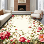 Vintage Peony Vine Floral Pattern Rug