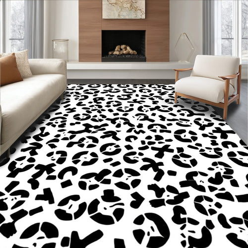 Abstract Black Circles Pattern Rug