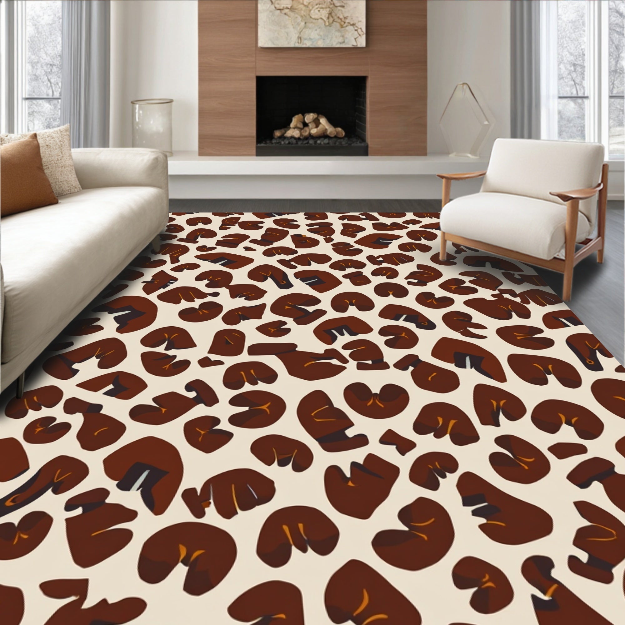 Bold Abstract Leopard Print Pattern Rug