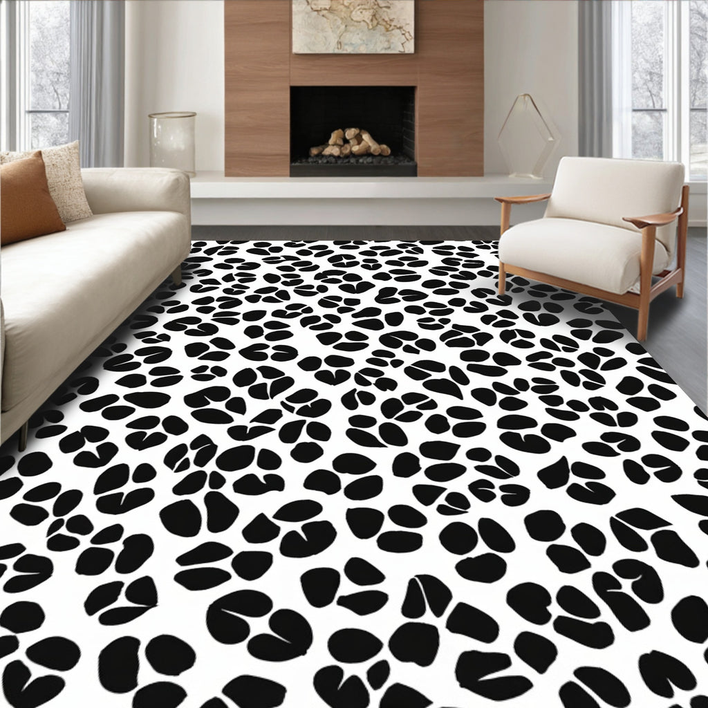 Bold Black Spot Patterned Design Rug