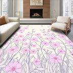 Pastel Pink Purple Floral Design Rug
