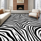Bold Black White Animalistic Stripes Rug