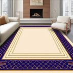 Classic Blue Gold Decorative Border Rug