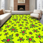 Vibrant Lime Green Floral Medallion Rug
