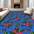 Bright Blue Holly Berry Garland Rug