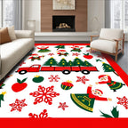 Merry Christmas Truck Snowflakes Santas Rug