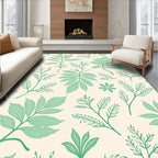 Green Botanical Linen Print Rug