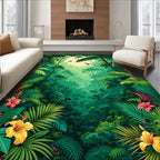 Lush Tropical Jungle Floral Design Rug