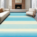 Modern Blue And White Striped Design Rug