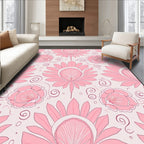 Pink Floral And Swirl Pattern Rug