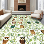Woodland Owl Branch Pattern Rug