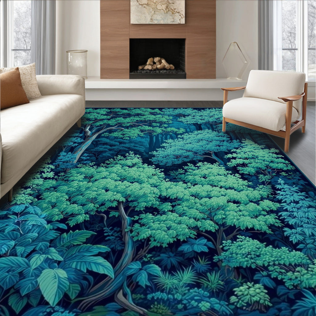 Emerald Lush Forest Tapestry Rug