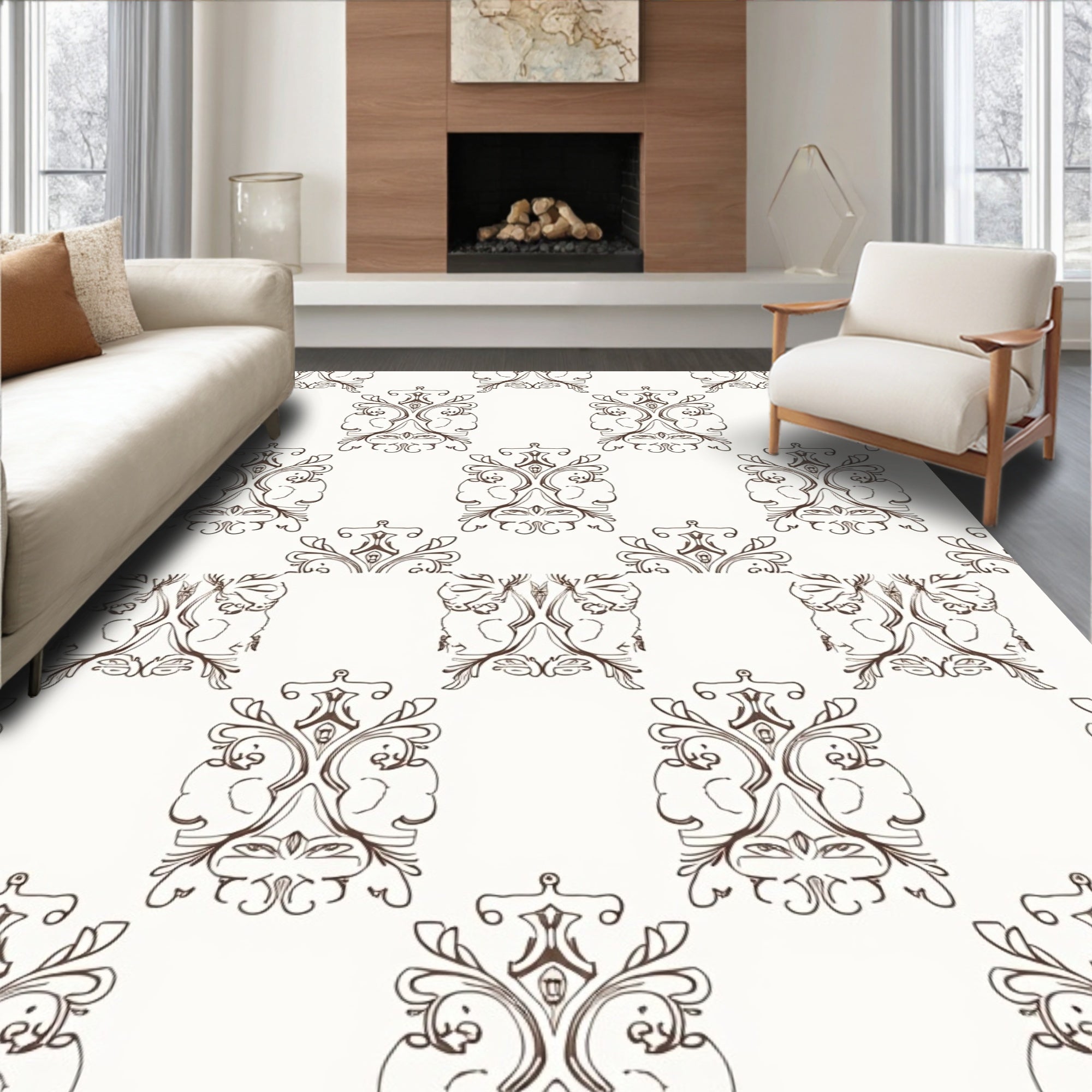 Classical Sketchy Vintage Pattern Rug
