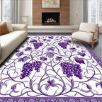 Vibrant Purple Grapevine Branch Pattern Rug