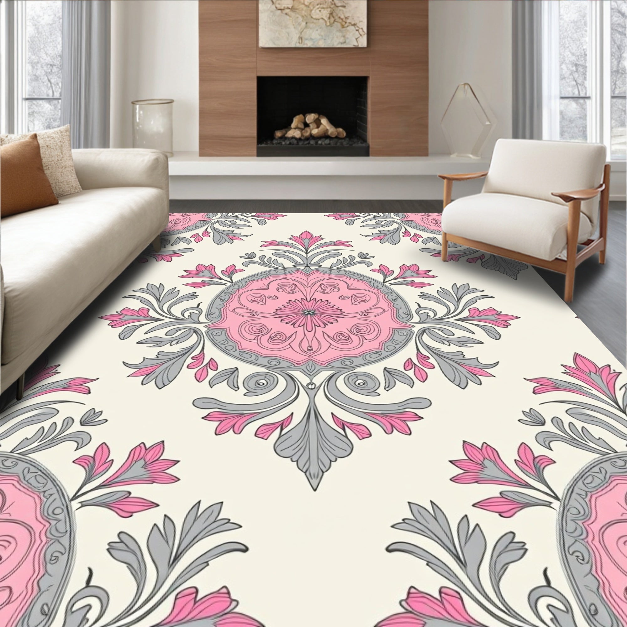 Vintage Floral Medallion Design Rug