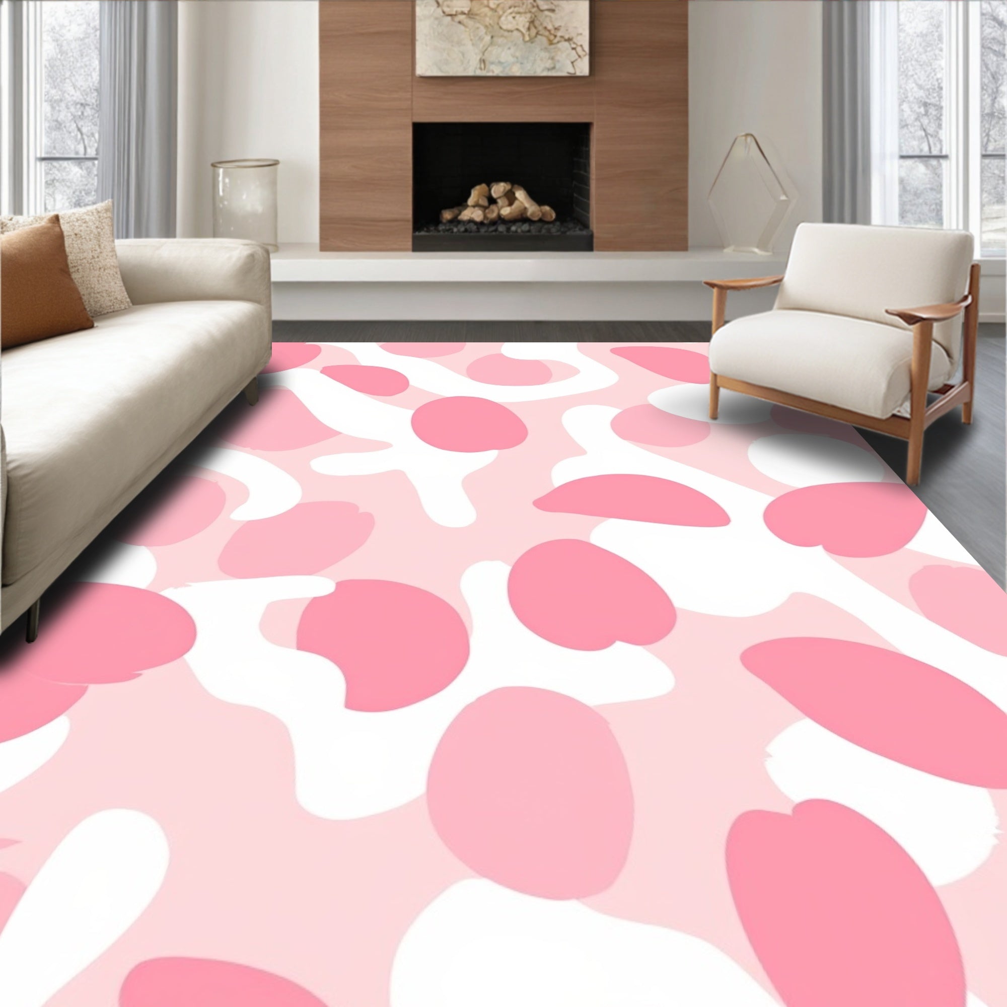 Abstract Pink Blob Organic Pattern Rug