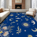 Celestial Night Sky Floral Pattern Rug