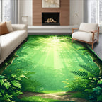 Lush Forest Daylight Rays Design Rug