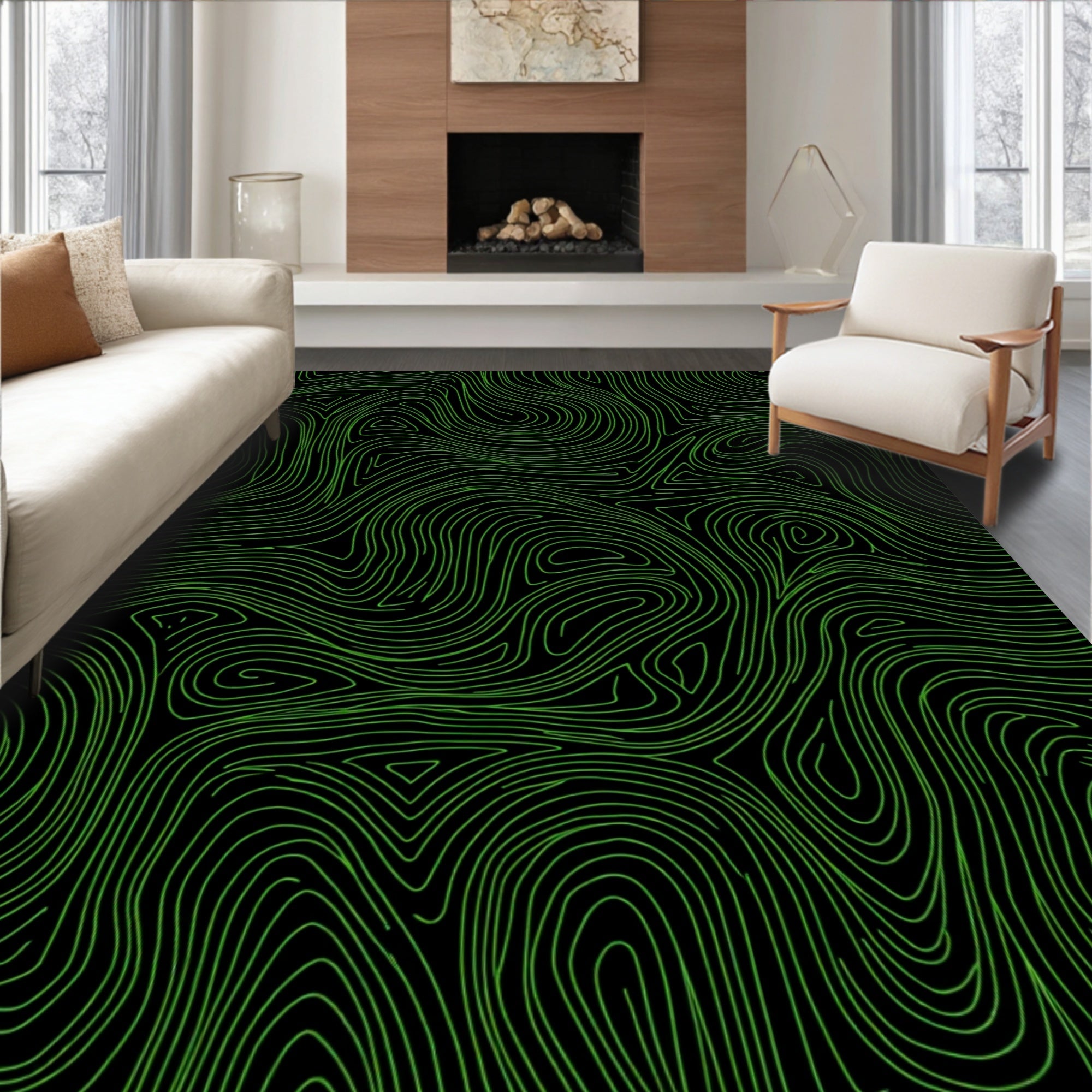 Modern Swirls Abstract Graphic Rug